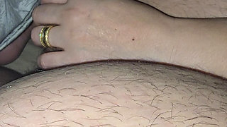 Sexy and hot step mom gives step son a perfect handjob after honeymoon