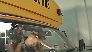 Hot ebony teen fucking a bus driver