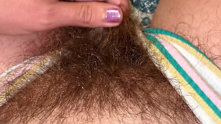 Super Thick and Long Plussy Hair Bush Closeup