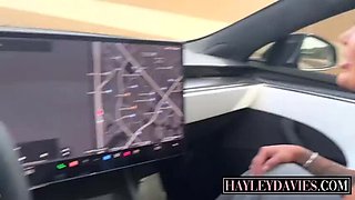 AussieBombshell Hayley Davies Gets Railed In Tesla On Public Street