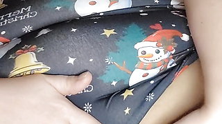 Naughty for Christmas milf finger fucks fat wet pussy