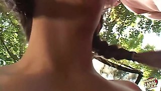 Deepthroating Him In The Backyard Excited The Brunette Enough To Do Anal Despite Being Outdoors