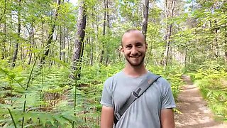 Hungarian MILF gives double blowjob in the woods - outdoor public sex with big natural tits