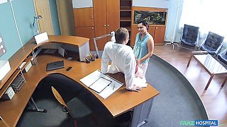 Gorgeous office fuck on the table with a long-legged Grace