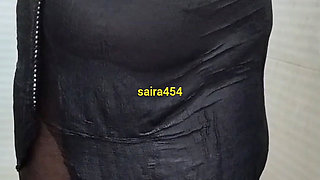 Desi Indian Hot Wife Saira Having Bath and Removed Dress Boob Show in Bathroom