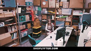 Interracial security officer disciplines young shoplifter Dolly Leigh