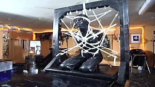 Bdsm with masked girl in latex