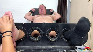 Ebony Macys Lesbian Foot Bondage in the Stocks