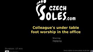 Czech Soles - Colleague's under table foot worship in the