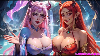 Lesbians kiss together, Ai animation