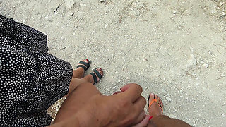 French MILF Blowjob Amateur on Nude Beach in Greece to Stranger with Cumshot - Misscreamy