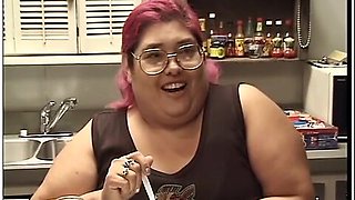 Dick Bush - Redhead Bbw Sucks A Guy With Big Dick Before Getting Her Bush Smashed On The Desk