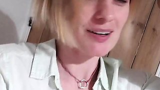 Busty blonde milf with amazing ass does deep throat in POV