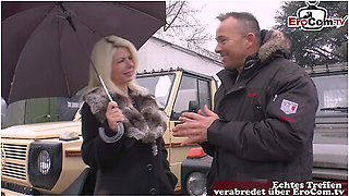 German Blonde Milf Persuaded To Have Sex On The Street