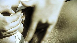 Cute brunette teen masturbates outdoors