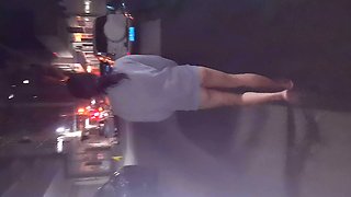 Blonde Amateur Takes Facial Outdoors In Public