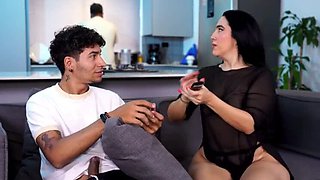 Step Mom Sarah Black Cheats On Cuckold Husband With Step Son In Living Room - Latina MILF Big Ass