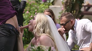 Aroused blonde bride turns wedding party in hard perversions