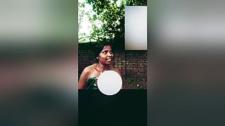 Desi Girl Is Taking A Bath Outside