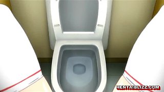 Bigboobs hentai schoolgirl hard wetpussy poking in the toilet