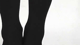 Mistress Cleo in Pantyhose Trample His Slave to Orgasm