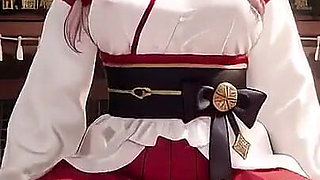 Forbidden Contrast Between Shrine & Bedroom, Wet Secrets Under Red & White Kimono.