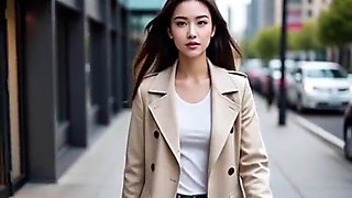 Japanese office gal meet with her paramour, Hard-core bang-out, romantic music (AI generated)