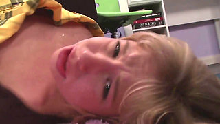 Hot blonde woman Chastity Lynn working hard to get the cumshor