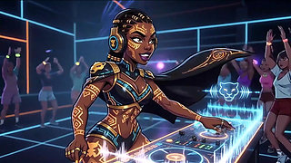 AI- DJ Girls in Private Exclusive Party - Beach Sunset + Tron Futuristic  + Tokyo Neon