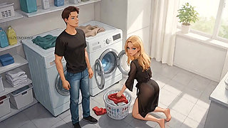 Busty MILF Stepmom Seduces Hung Stepson in Laundry Roomfest - Part 2