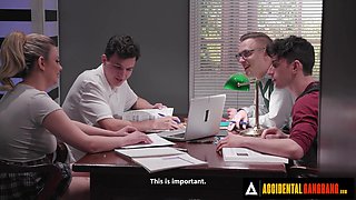 She just wanted to seduce her classmate showing him her tits but an accidental gangbang happened