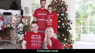Step Brother Fucks Quiet Step Sister Riley Mae Under Christmas Tree - Blowjob & Hardcore