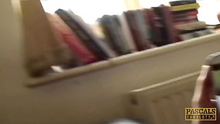 Subslut Montse Swinger gags on knob before rough rectal nail