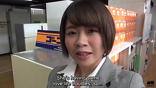 Japanese Office Lesbian Seduction: Big Tits Employee Outdoor Training