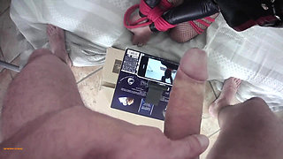 POV video of Laura tied up on her knees on high heels and fishnet pantyhose, fucked on her mouth with huge cumshot