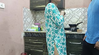 Beautiful Indian Step Mom Pussy and Ass Fucked Hard by Step Son While He Is in Kitchen to Seducing