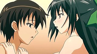 Busty anime brunette enjoys wild outdoor pleasure in the forest