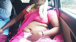 Hot Telugu dirty talking saree aunty has steamy car sex with the driver. Part 1