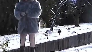 Naked Blonde Girl Outdoors on a Snowy Day