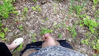Mother-in-law Sucks My Dick in a Park and Swallows Hot Cum