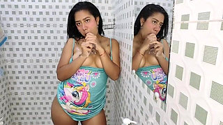 Slut Gets Fucked, in Her Stepbrother's Bathroom Secretly