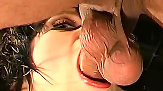 Brunette Slut Deepthroats Multiple Cocks and Takes Huge Facials in Ggg Bukkake