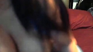 Redhead with Big Naturals Uses Anal Beads on Webcam