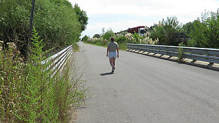 Patricia on the Bridge Over the Road