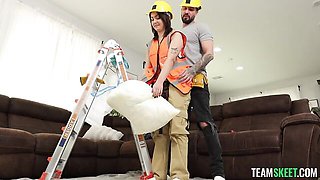 An awesome inked chick Angel Cake rammed by huge loaded dick