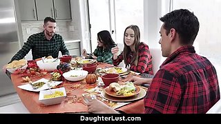 Stepdaughters Fuck Each Other's Stepfathers on Thanksgiving Day - DaughterLust