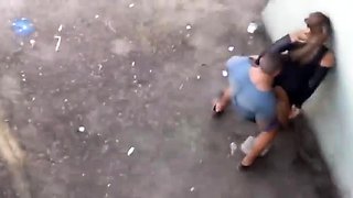 Voyeur spies on a hot milf getting fucked doggystyle outside