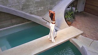 Confident latin teen loves nude swimming