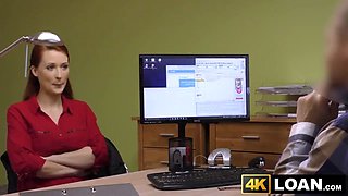 Redhaired babe flashes off Big Tits before office striking