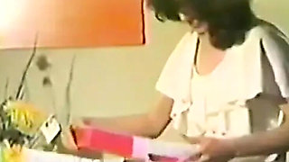 Brunette MILF in Lingerie Jerks Off with Three Massive Dildos on Floor